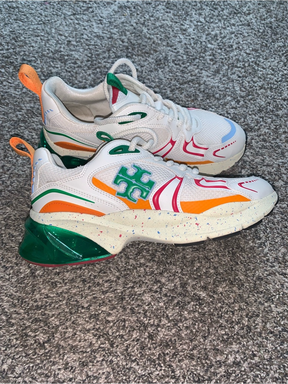 Women Tory Burch Good Luck Trainer Multi Colored Sneaker - Picture 2 of 7